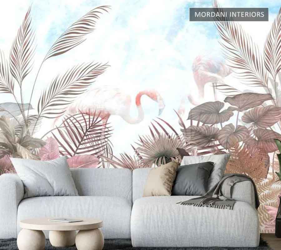 PINK LEAVES TROPICAL WALL MURALS _ I